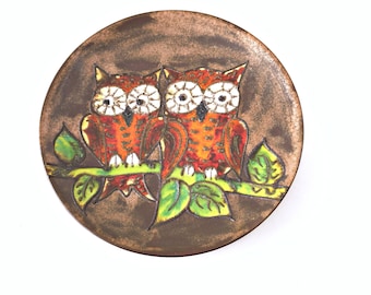 Vintage Fat Lava Ceramic Plate - Hanging Wall Art 1970s Decoration
