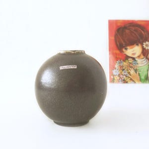 CERAMANO Umbria Brown Mid Century Ball Vase, West German Pottery