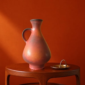 Dumler & Breiden Orange Mid Century Lava Vase,  West German Pottery