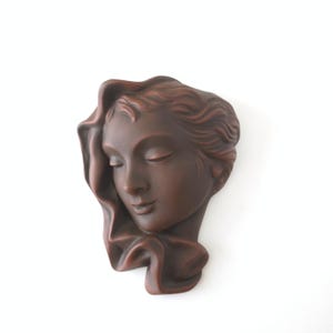 ACHATIT Mid Century Wall Mask, Wall Hanger Woman Figure, West German Pottery