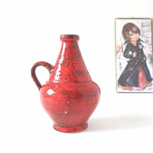 Mid Century Vase in Red and Brown West German Pottery