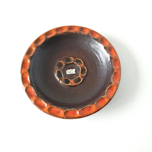 CARSTENS Brown and Orange Mid Century Bowl,  West German Pottery