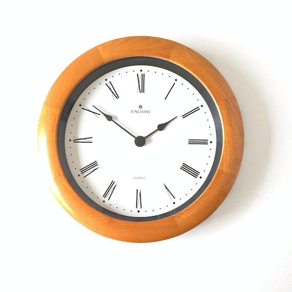 Junghans Vintage Wall Clock,  Round Wood Clock, Germany