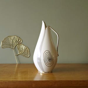 Mid Century Porcelain Vase with Abstract decor in Gold, Bavaria, Germany