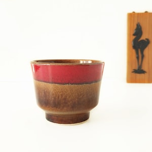 SCHEURICH Brown and Red Mid Century Flower Pot, West German Pottery