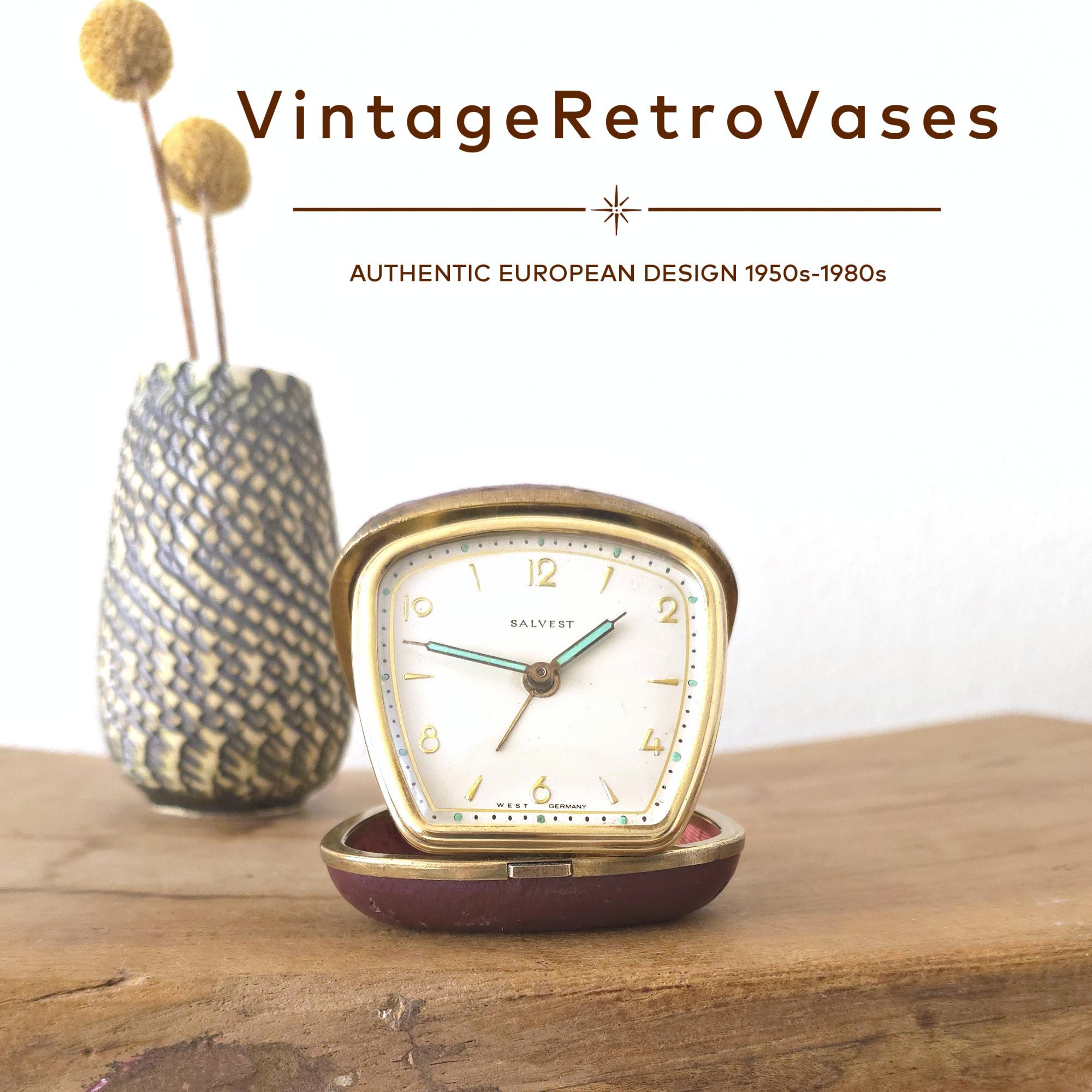 Salvest Travel Alarm Clock – 1950s West Germany, Burgundy Leather