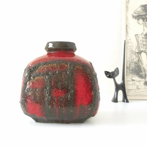 Ruscha Fat Lava Vase | Decor Costa | Model 814 | West German Pottery | Mid-Century Modern Red & Brown Glaze