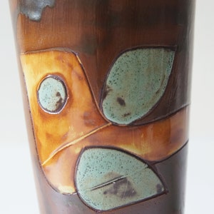 POTTERS Keramiek, Brown Mid Century Vase, Fish decor, Dutch Studio Pottery image 2