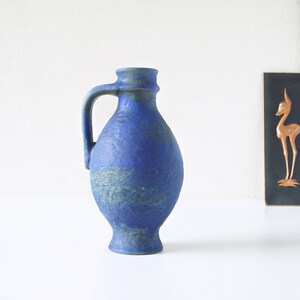 カールスルーエ マジョリカ、青と緑のミッドセンチュリー花瓶