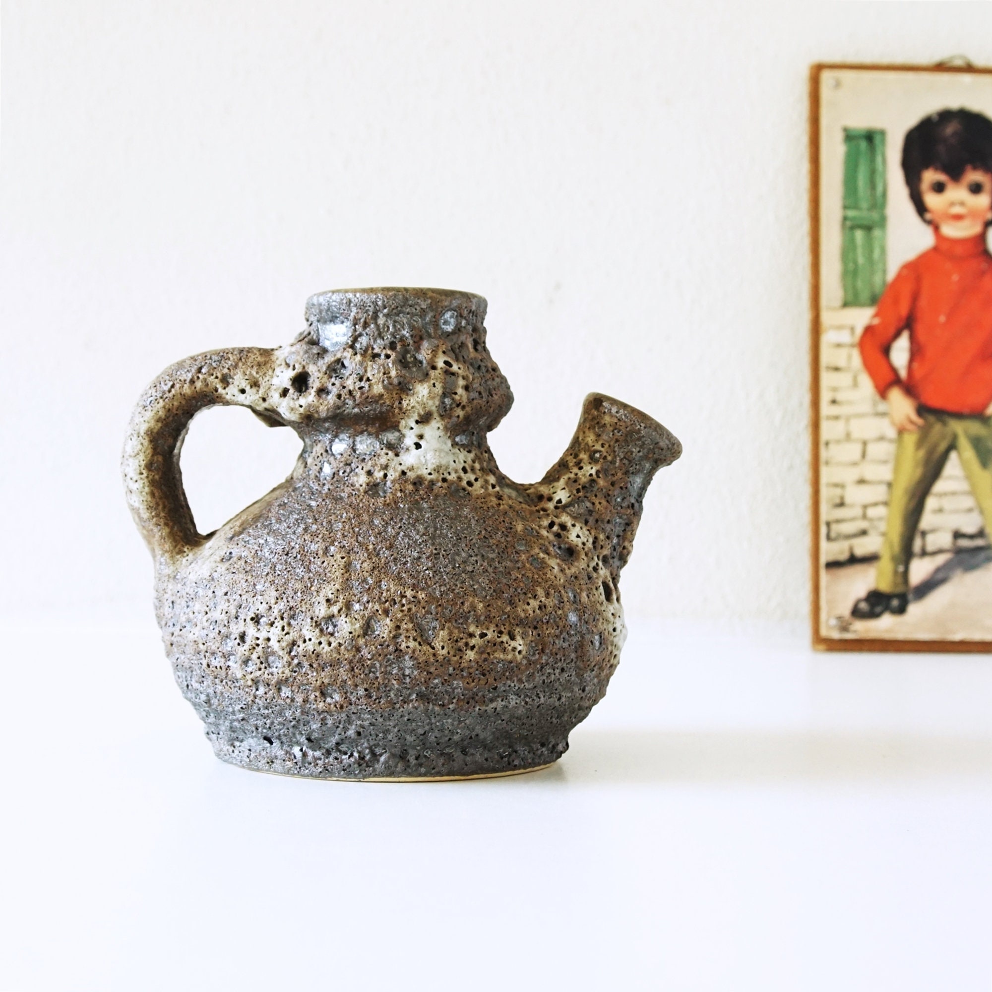 JOPEKO Paris Mid Century Fat Lava Vase, Teapot Shape, West German