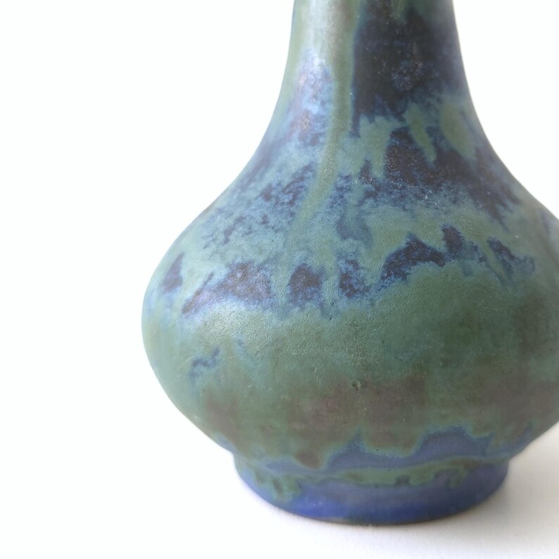 ANTHON LANG, Blue and Green Mid Century Studio Vase, West German