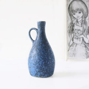 Mid Century Vase, in Cloudy Blue, West German Pottery