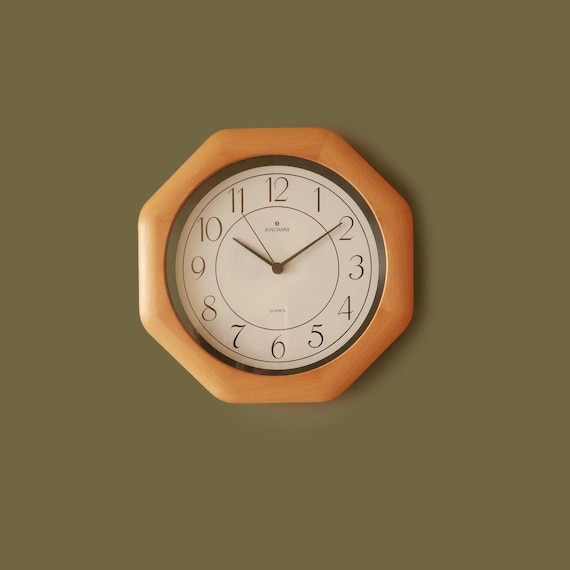 Vintage 1980s JUNGHANS Wall Clock – Wooden Octagonal Frame