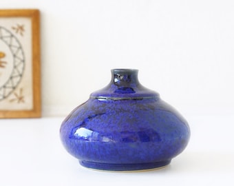 ALBERT KIESSLING Blue Mid Century Studio Vase, Crystalline Glaze, East German Pottery