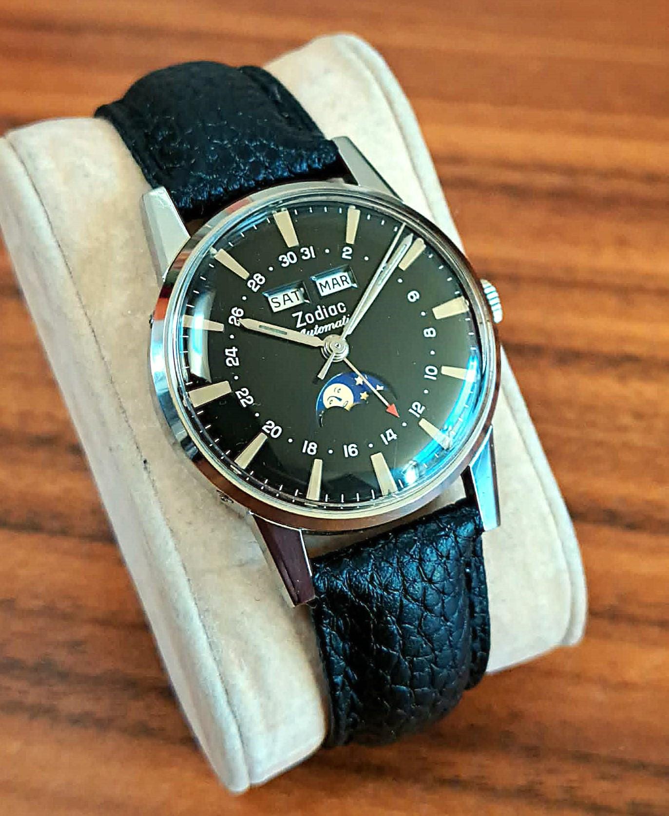 Zodiac Triple Date Moonphase Automatic Watch, 1959. Near Mint. - Etsy
