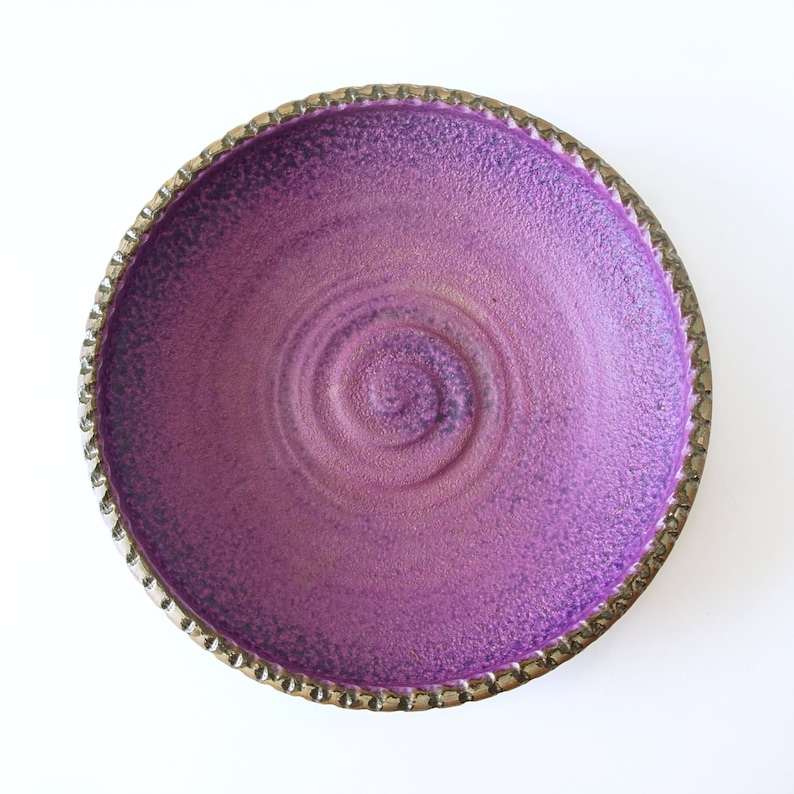 Large Purple Mid Century Bowl, Tree Bark decor, Dutch Pottery image 4