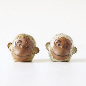 UCTCI, Mid Century Salt and Pepper Shakers, Monkey Figurines, Japan image 1
