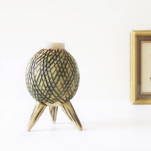 Mid Century Vase | Beige & Brown Relief | Space Age Dutch Pottery