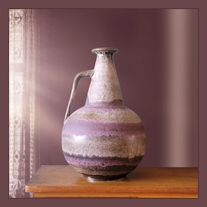 Rare XL Ruscha Fat Lava Vase l Mid Century, Purple West German Pottery
