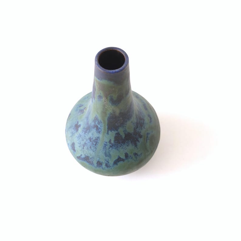 ANTHON LANG, Blue and Green Mid Century Studio Vase, West German