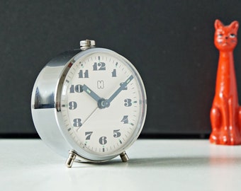 Chrome Mid Century Alarm Clock, made for Dutch Company HEMA