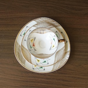 Mitterteich Breakfast Trio l Mid-Century Bavarian Porcelain Tea Cup Set