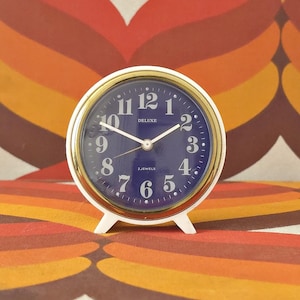 Mid Century Deluxe Alarm Clock – 1960s Germany – Blue Face – Fully Functional