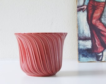 SÖNDGEN Keramik, Red Vintage Flower Pot, Relief, decor, West German Pottery