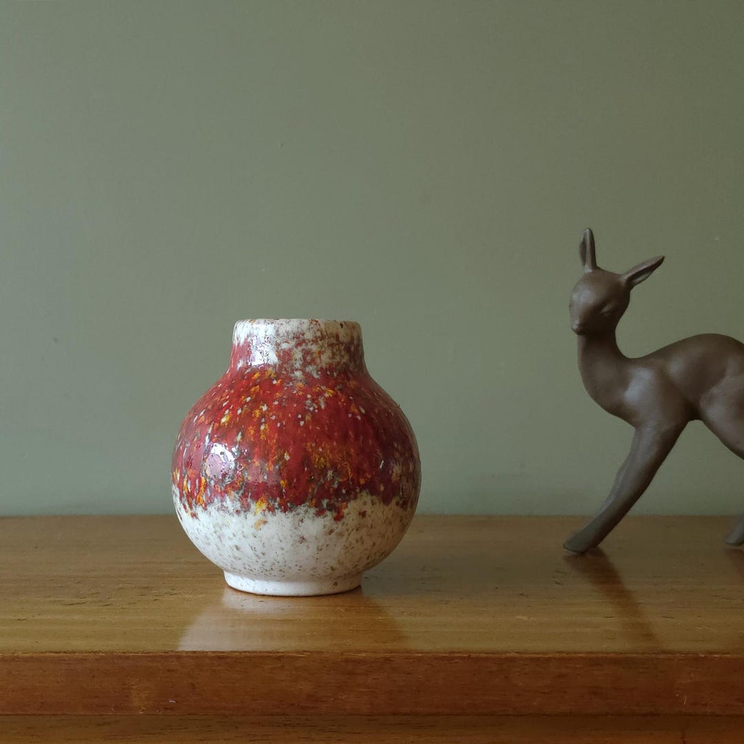 Vintage KARLSRUHER MAJOLIKA Oxblood Vase 9029 von Friedegart Glatzle 1960er Jahre
