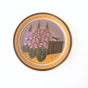 KMK Tall Vintage Wall Plate, Flowers and Bird decor, West German Pottery