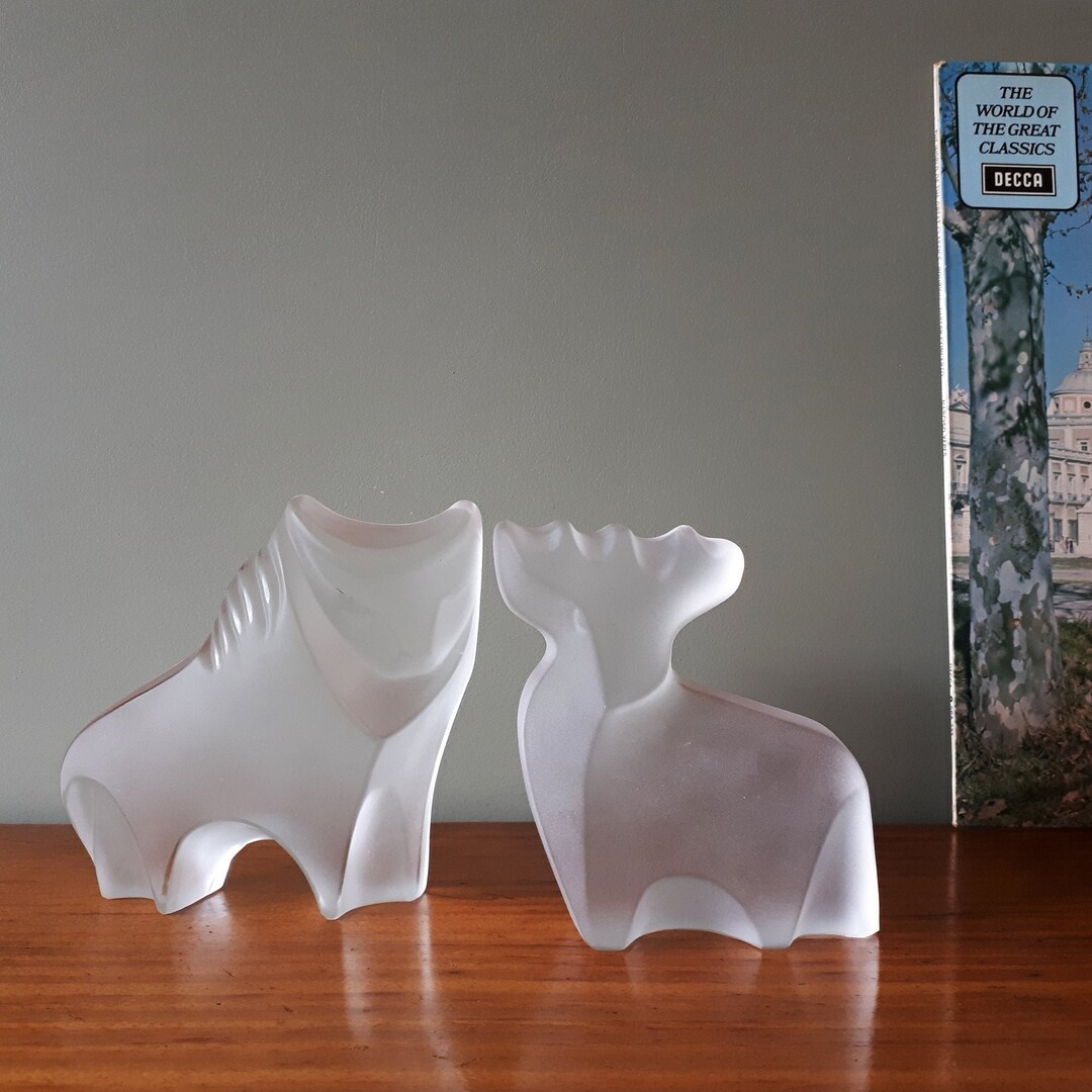 Pair of Vintage Crystal Handmade Animal Figurines Abstract Etsy