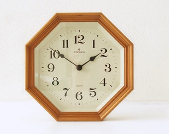 JUNGHANS Vintage Octagonal Wall Clock in Wood, Germany