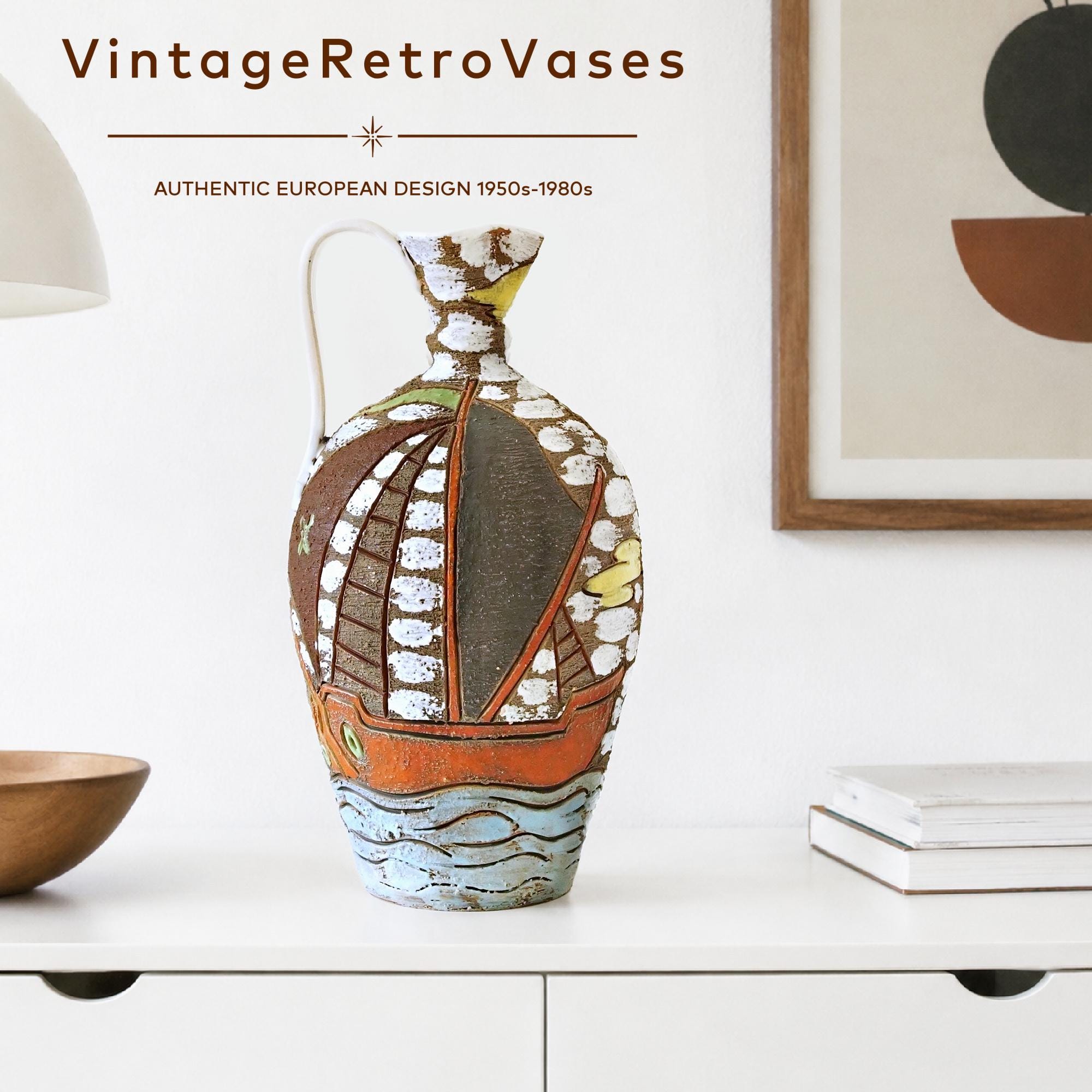 イタリア陶器　FRATELLI FANCIULLACCI　ミッドセンチュリー Fratelli Fanciullacci Mid Century Vase • Large Italian Pottery