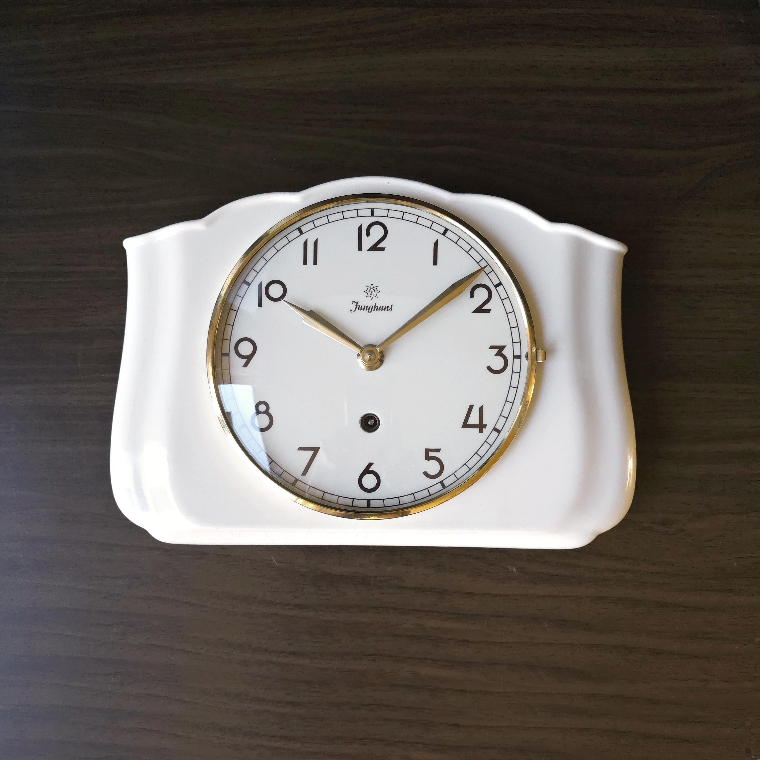 JUNGHANS, off White Mid Century Ceramic Wall Clock, Wind-up Clock