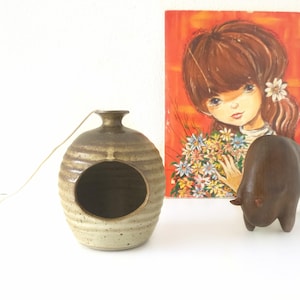 Mid Century Hanging Planter: Dutch Studio Pottery with Rope