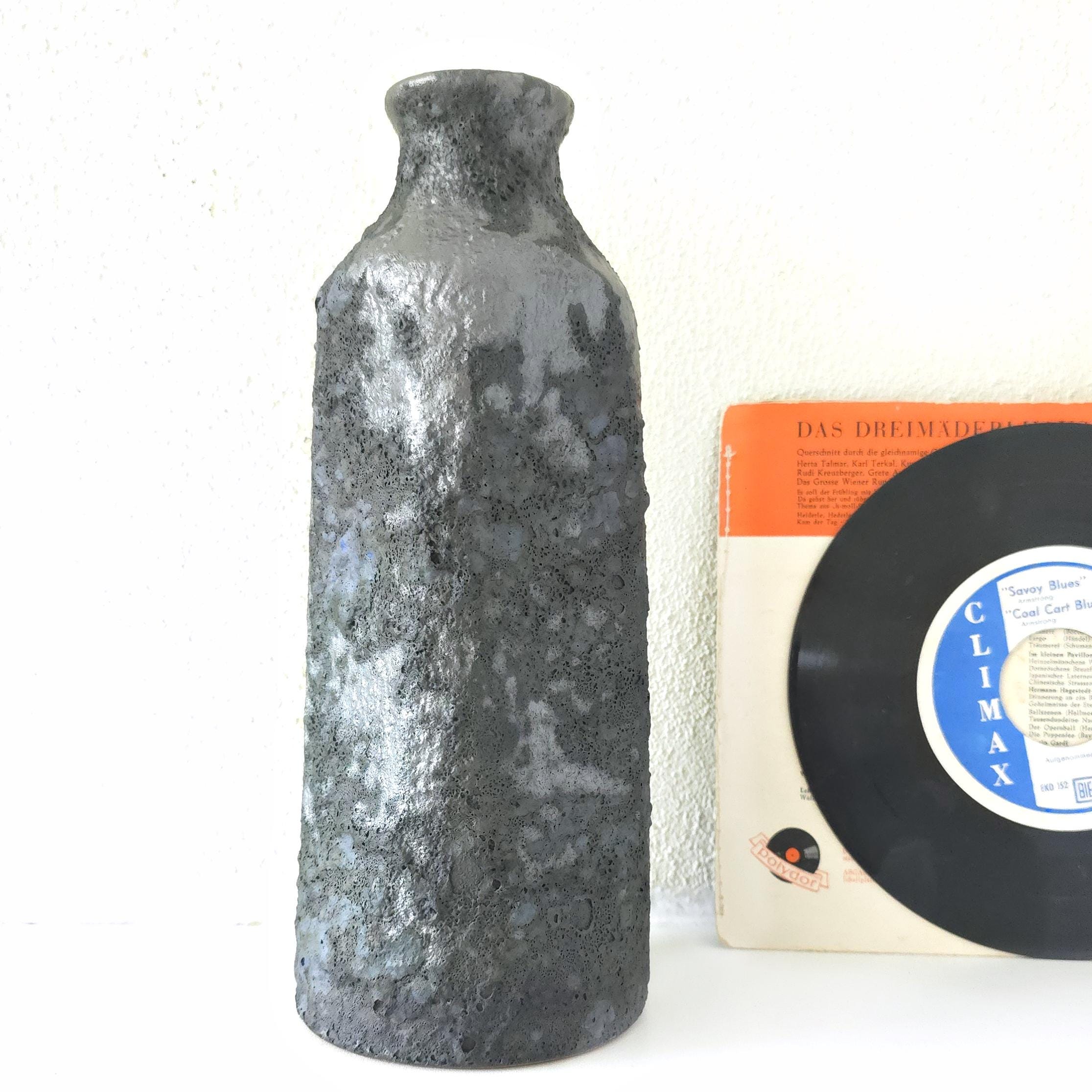 Marei Fat Lava 花瓶 l ミッドセンチュリー西ドイツ陶器、ブラック