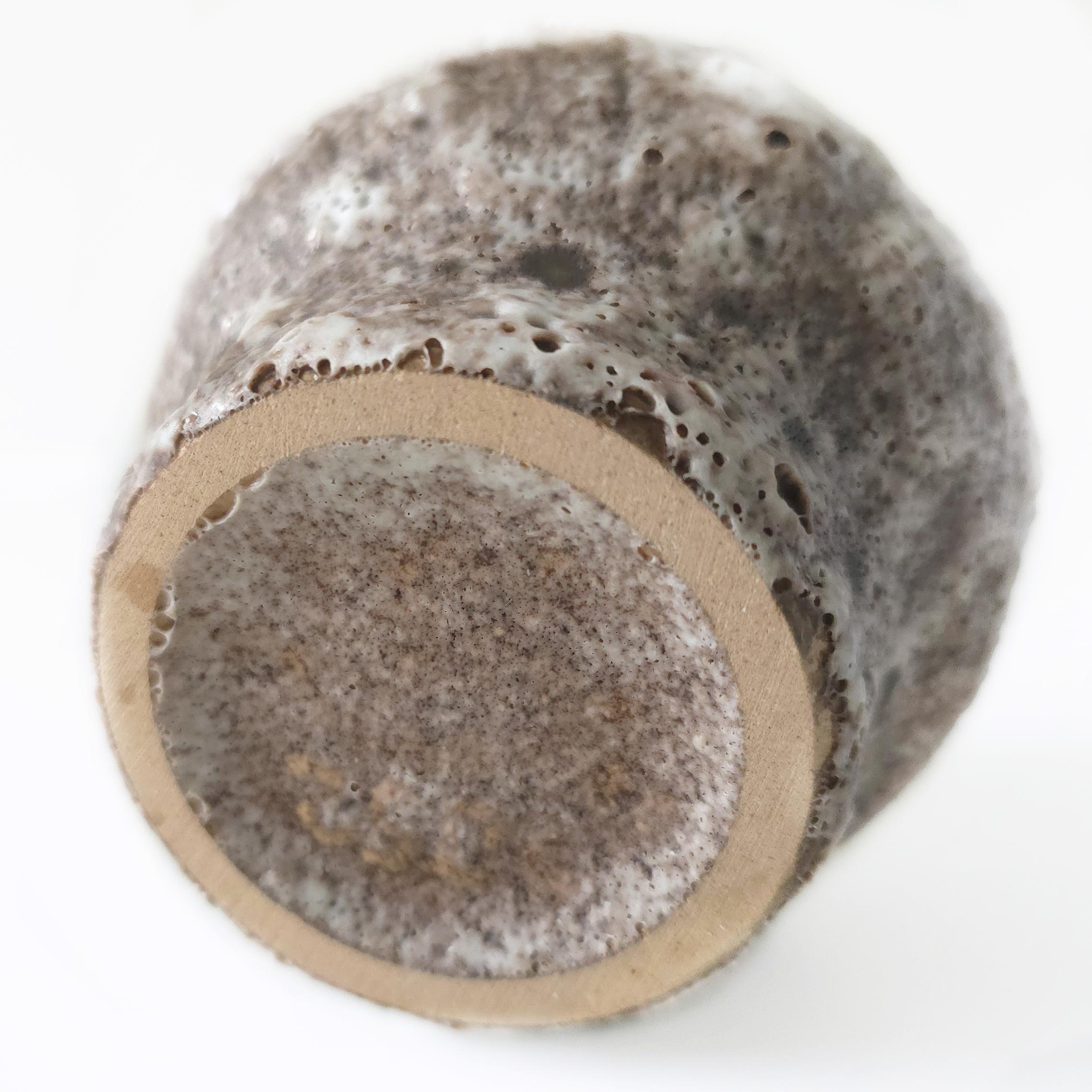RUSCHA, Brown and White Mid Century Fat Lava Vase, West