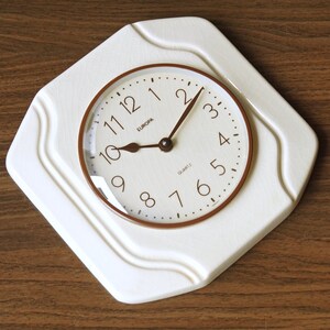 Off White Mid Century ceramic Wall Clock made by Europa, Germany image 5