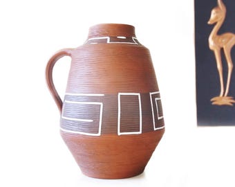 SAWA, Large Mid Century Vase, Abstract Sgraffito Decor, West German Pottery