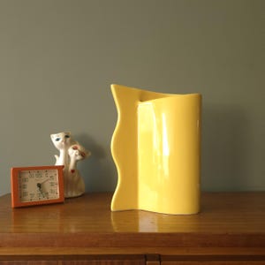 ASA Germany Bright Yellow Wave Vase | Postmodern Ceramic Vase | 1980s Design | Modernist Home Decor