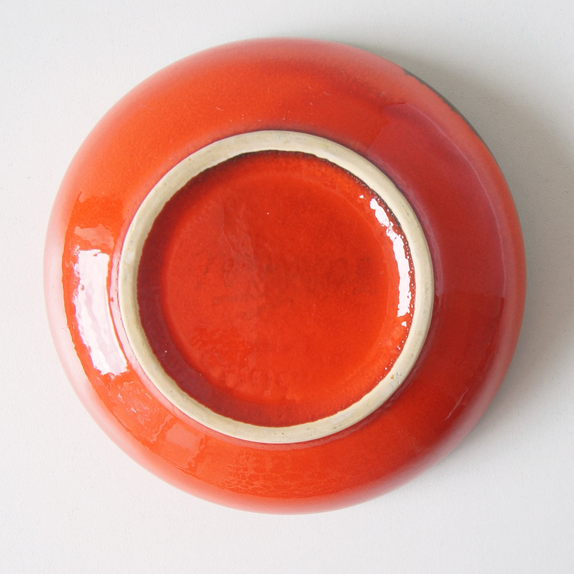 Orange Mid Century bowl Rooster decor Vintage Pottery Etsy