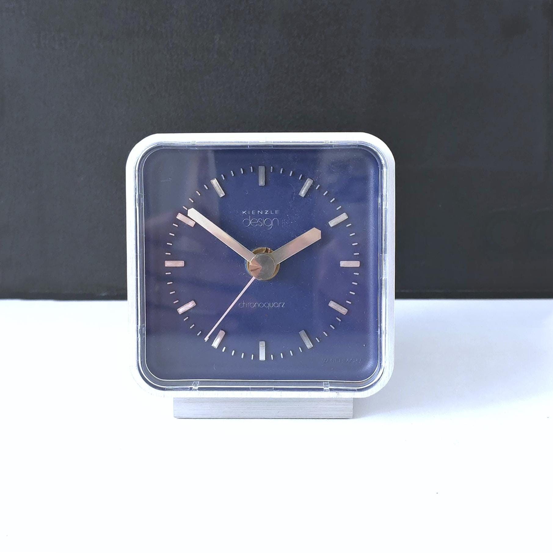 Kienzle Cube Clock | 70s German Mid Century Table Clock | Silver