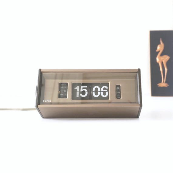 Copal Model 702 Flip Clock, Mid Century Modern L Bronze Aluminum