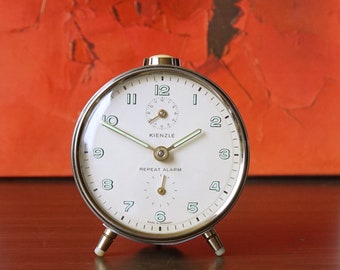 KIENZLE Off White Metal Mid Century Alarm Clock, Germany