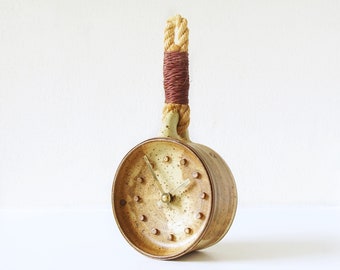 COR UNUM Ceramic Mid Century Wall Clock With Rope, Dutch Pottery