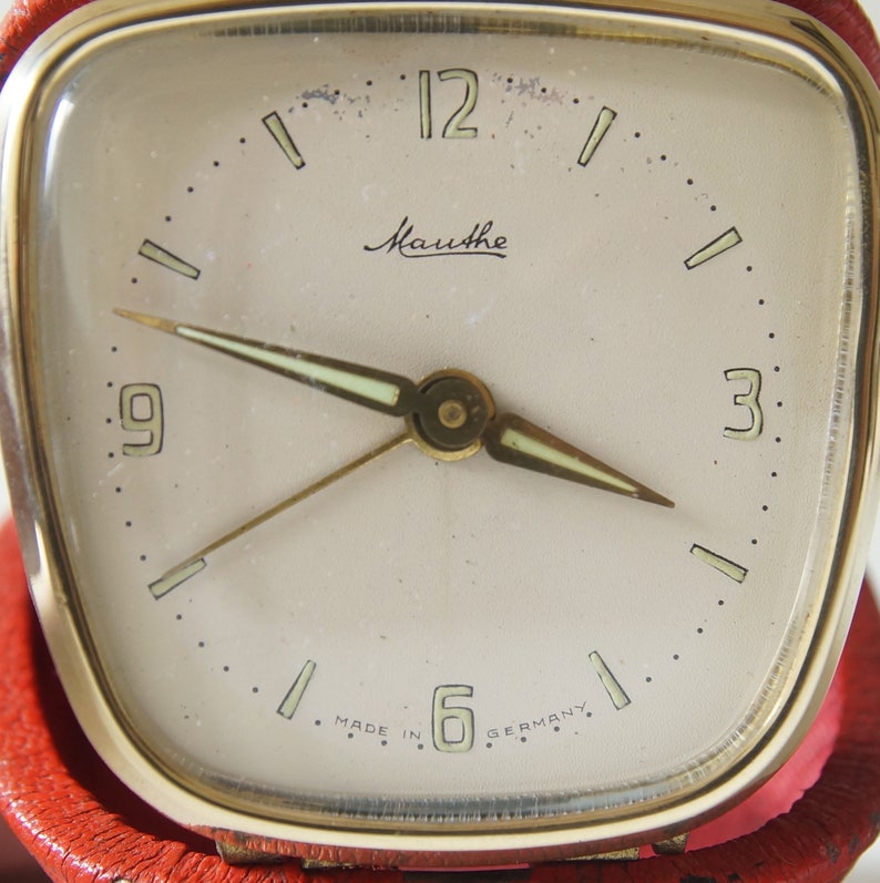 MAUTHE Mid Century Travel Alarm Clock Made in Germany. Red Etsy