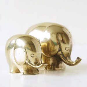 Pair of Mid Century Elephant Figurines, Brass Figurines image 2