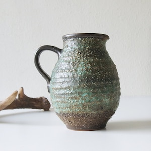 Green and brown Mid Century studio vase, Vintage Pottery