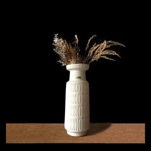 Tall White Scheurich Vase l Mid-Century Modern Textured Ceramic Floor Vase