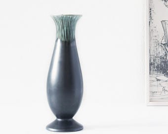 Vintage Staffel Vase l West German Pottery – Black & Green